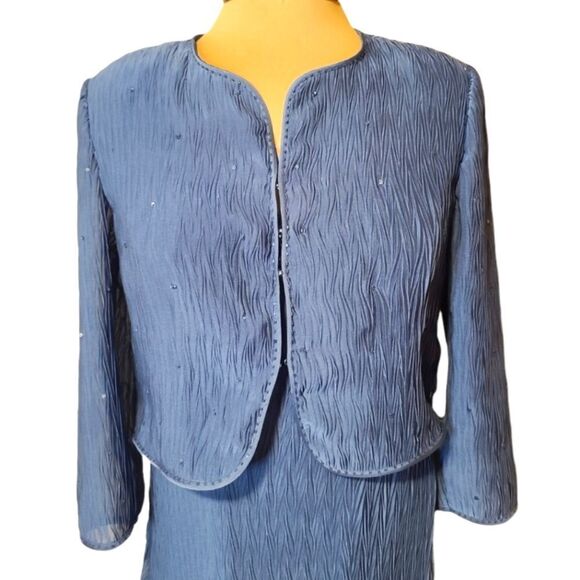 Mori Lee Blue Mother of the Bride Emvellished Gown with Jacket Size 10 - Picture 5 of 12